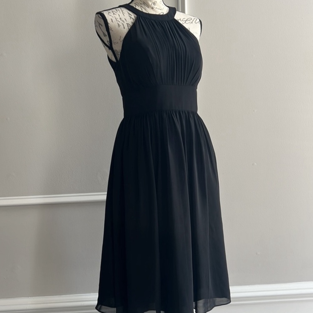 Azazie Black Midi Halter Dress